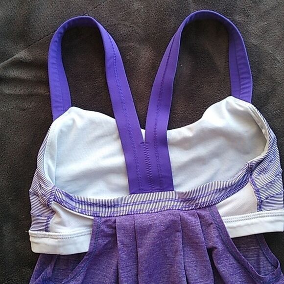 Lululemon Heathered Purple Restless tank wee stripe bruised berry sz 4 - Picture 6 of 9